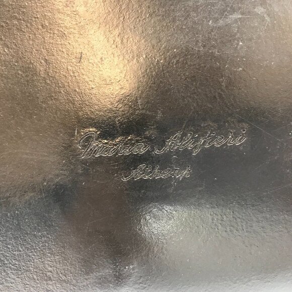 AliFieri Designer Black Leather Shoulder Bag 2 Strap Handles Handmade 11X13 - Picture 8 of 13